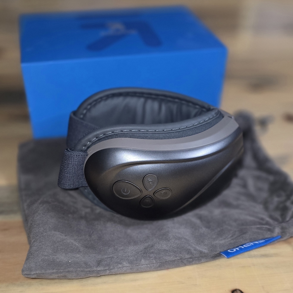 Renpho Eye Massager with Controls in Steel Gray